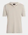 Brioni Men's Cotton And Silk Johnny Collar Polo Shirt In White