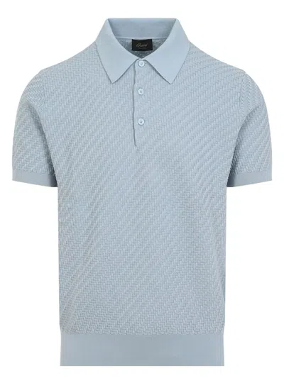 Brioni Men's Cotton And Silk Polo T-shirt In Blue