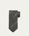 Brioni Men's Cotton And Silk Regimental Stripe Tie In Gray