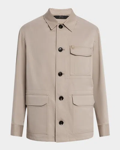 Brioni Men's Cotton And Wool Work Jacket In Brown