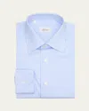 Brioni Men's Cotton Bengal Stripe Dress Shirt In White Sky