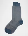 Brioni Men's Cotton-blend Jacquard Crew Socks In Navy