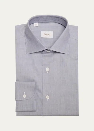 Brioni Men's Cotton Chambray Dress Shirt In Blue