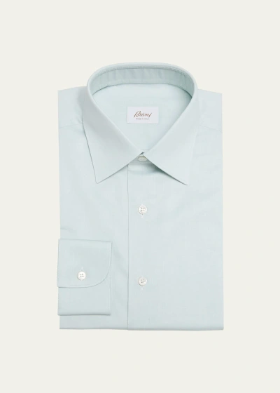 Brioni Men's Cotton Dress Shirt In Aqua