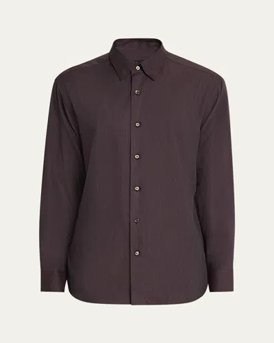 Brioni Men's Cotton Flannel Button-down Shirt In Brown