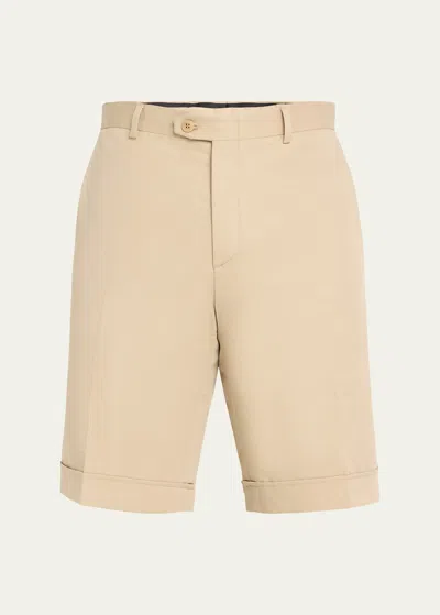 Brioni Men's Cotton Gabardine Flat-front Shorts In Navy