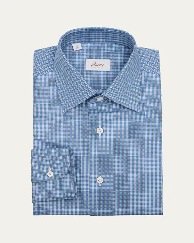 Brioni Men's Cotton Graph Check Dress Shirt