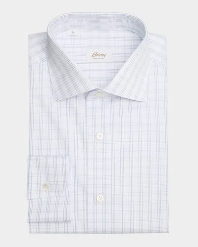 Brioni Men's Cotton Check Modern-fit Dress Shirt In Navy