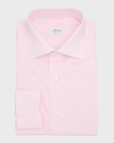 Brioni Men's Cotton Herringbone Dress Shirt In Rose