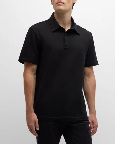 Brioni Men's Cotton Jersey Polo Shirt In Black