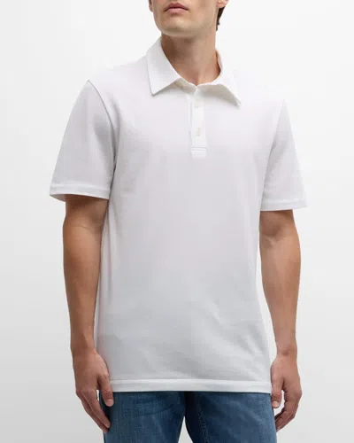 Brioni Men's Cotton Jersey Polo Shirt In White