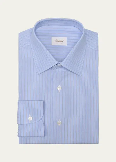 Brioni Men's Cotton Mini Graph Check Dress Shirt In Lilacwhite