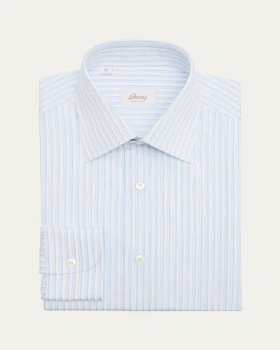 Brioni Men's Cotton Multi-stripe Dress Shirt