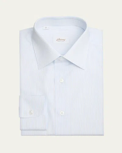 Brioni Men's Cotton Multi-stripe Dress Shirt In Whitesky