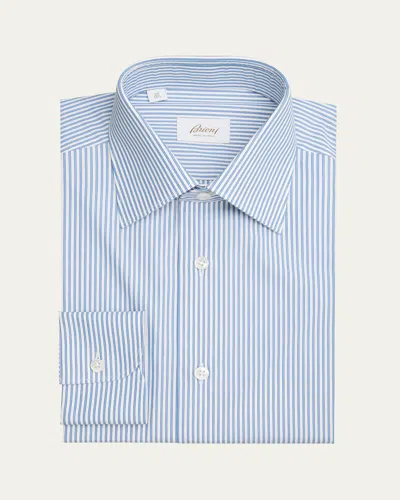 Brioni Men's Cotton Pinstripe Dress Shirt In Whitesky