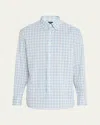 Brioni Men's Check Flannel Casual Button-down Shirt In Bluebeige