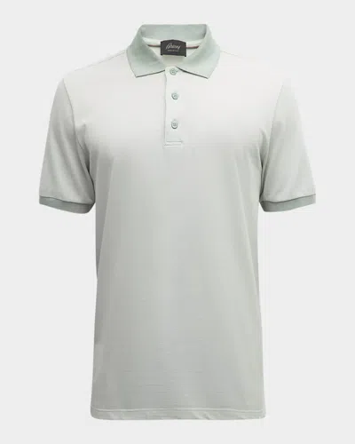 Brioni Men's Cotton Polo Shirt In Aqua