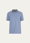 Brioni Men's Cotton Polo Shirt In Petroleum Blue