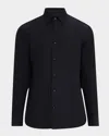 Brioni Men's Cotton Tonal Stripe Sport Shirt In Black