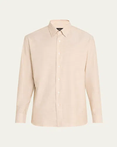 Brioni Men's Cotton Twill Sport Shirt In Beige
