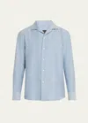 Brioni Men's Cotton Twill Sport Shirt In Bluette