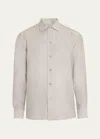 Brioni Men's Cotton Twill Sport Shirt In Lead
