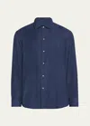 Brioni Men's Cotton Twill Sport Shirt In Sapphire