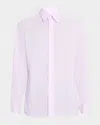 Brioni Men's Cotton Windowpane Check Sport Shirt In Lilac/white