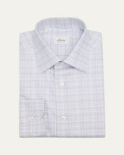 Brioni Men's Cotton Woven Plaid Dress Shirt
