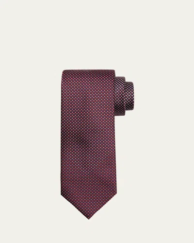 Brioni Men's Degrade Micro-jacquard Silk Tie In Burgundy