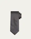 Brioni Men's Dotted Micro-woven Silk Tie In Gray
