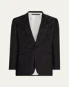 Brioni Men's Embroidered Herringbone Dinner Jacket In Black