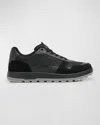 Brioni Men's Fabric And Suede Low-top Sneakers In Black