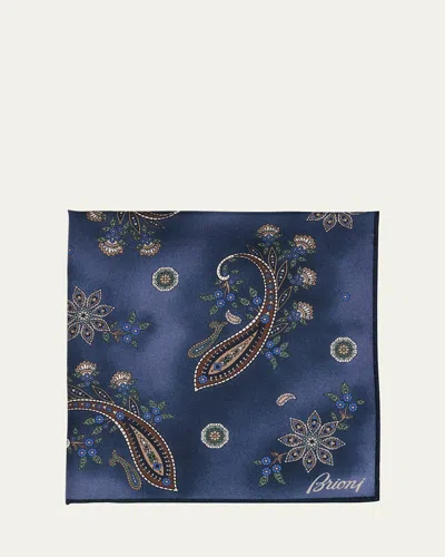 Brioni Men's Floral Paisley Silk Pocket Square In Multi