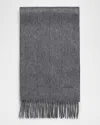 Brioni Men's Fringe Silk Cashmere Scarf In Anthracite