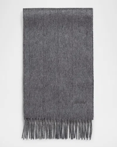 Brioni Men's Fringe Silk Cashmere Scarf In Anthracite