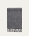 Brioni Men's Fringe Silk Cashmere Scarf In Anthracite