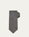 Brioni Geometric-pattern Silk Tie In Black