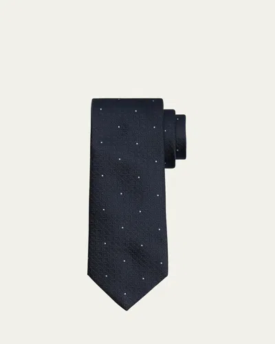 Brioni Men's Geometric Jacquard Silk Tie In Midnight B