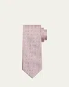 Brioni Men's Geometric Jacquard Silk Tie In Pink