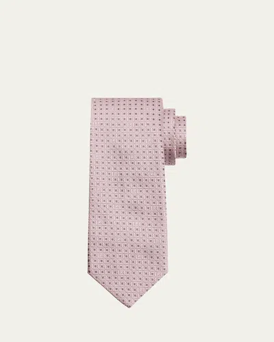 Brioni Men's Geometric Jacquard Silk Tie In Pink