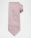 Brioni Geometric Pattern Silk Tie In Pink