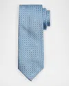 Brioni Geometric Pattern Silk Tie In Sky Blue