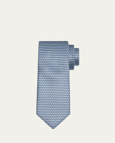 Brioni Men's Geometric Silk Tie In Bluette/navy