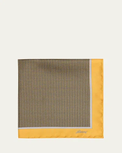 Brioni Men's Geometric Zig-zag Silk Pocket Square