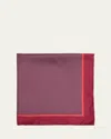 Brioni Men's Geometric Zig-zag Silk Pocket Square In Brown