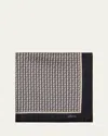 Brioni Men's Geometric Zig-zag Silk Pocket Square In Gray