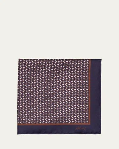 Brioni Men's Geometric Zig-zag Silk Pocket Square In Multi