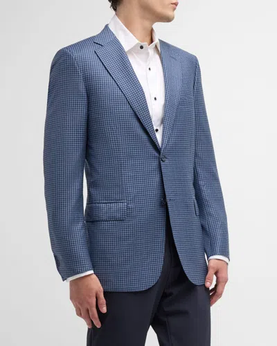 Brioni Men's Gingham Check Sport Coat In Bluettena