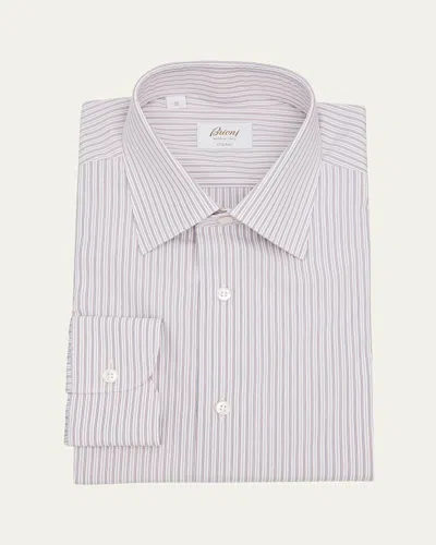 Brioni Men's Giza 87 Cotton Multi-stripe Dress Shirt